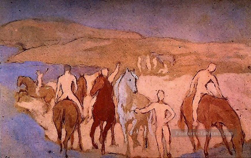 Chevaux au bain 1906 Cubisme Peintures à l'huile